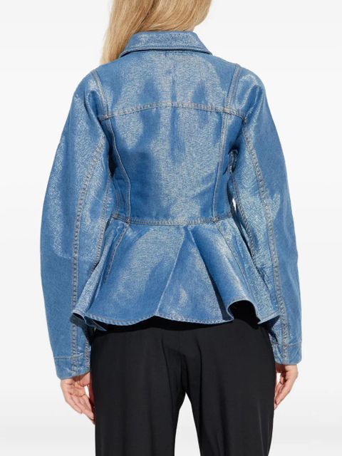 GANNI buttonned peplum denim jacket - Blue