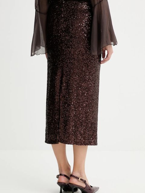 Answear.LAB spódnica kolor brązowy midi ołówkowa