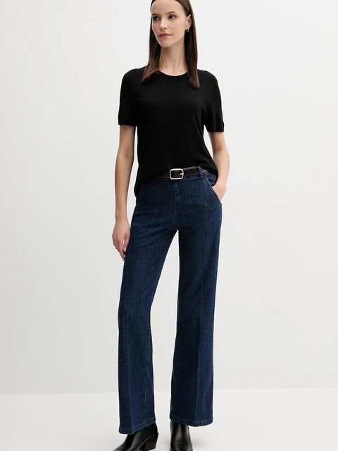 United Colors of Benetton t-shirt z jedwabiem damskie kolor czarny 1ZRED10BK - zdjęcie produktu nr 2