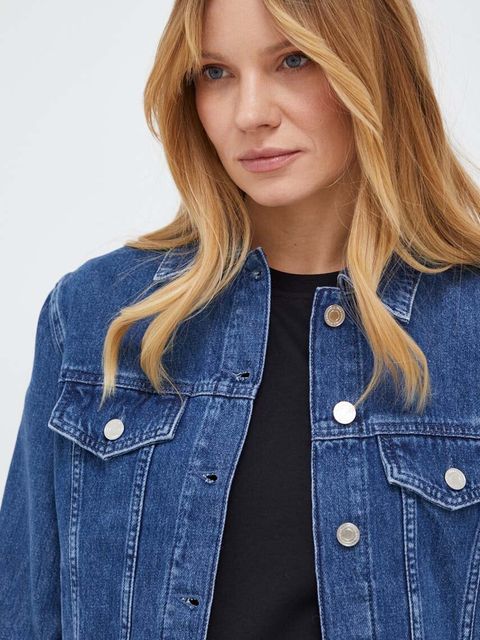 Karl Lagerfeld kurtka jeansowa damska kolor niebieski przejściowa