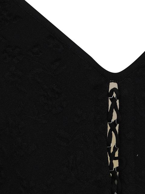 Alexander McQueen floral-jacquard lace-up top - Black