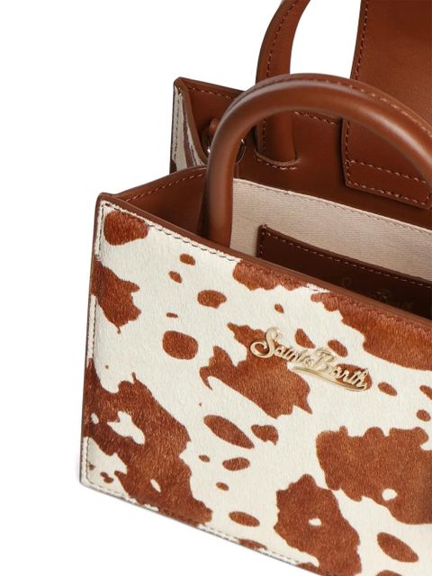 MC2 Saint Barth mini Shop cow-print leather tote bag - White