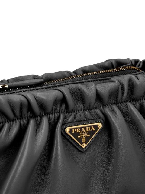 Prada logo-plaque shoulder bag - Black