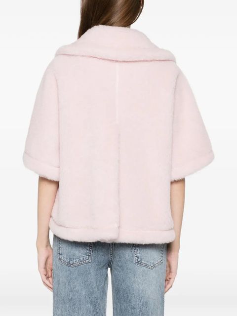 Max Mara teddy-texture buttoned cape - Pink