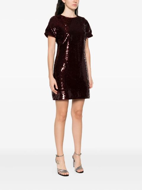 Maje sequin-embellished short-sleeve dress - Red