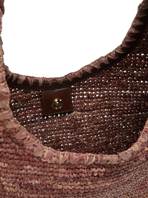 STAUD large moon raffia shoulder bag - Brown
