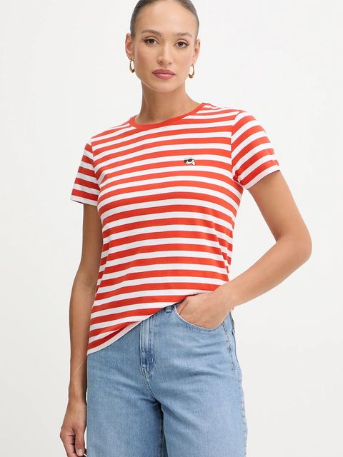 Karl Lagerfeld t-shirt bawełniany IKON damski kolor pomarańczowy B1W17037 - zdjęcie produktu nr 1