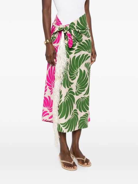 FARM Rio fringe floral-print skirt - Green