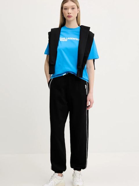 Karl Lagerfeld Jeans t-shirt bawełniany damski kolor niebieski A1W17005