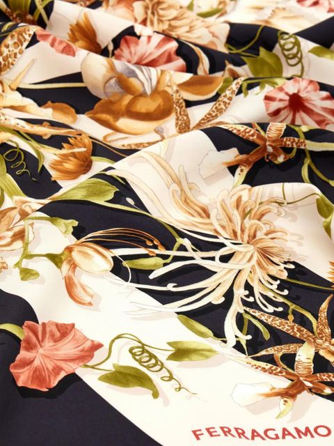 Ferragamo Gaia-print silk scarf - Black