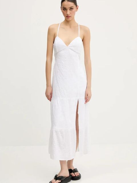 Hollister Co. sukienka bawełniana kolor biały midi prosta KI359-5079 - zdjęcie produktu nr 1