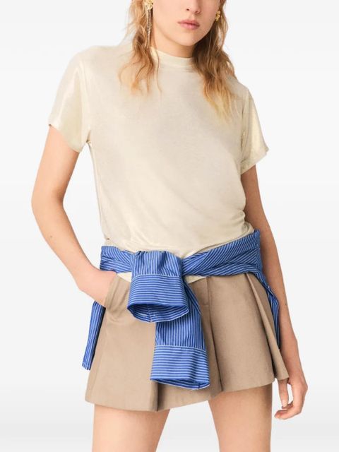 Maje metallic-finish T-shirt - Neutrals