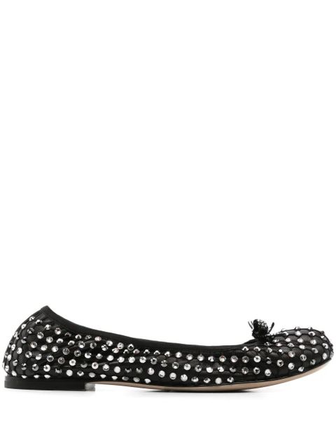René Caovilla crystal-embellished ballet flats - Black - zdjęcie produktu nr 1