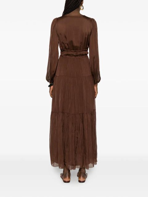 SOLOTRE tiered V-neck dress - Brown