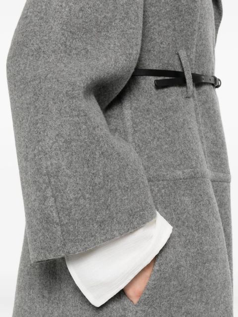 Jil Sander belted wool-cotton coat - Grey
