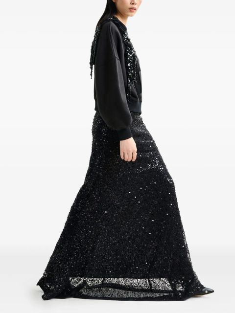 Essentiel Antwerp Isequins sequin beaded maxi skirt - Black