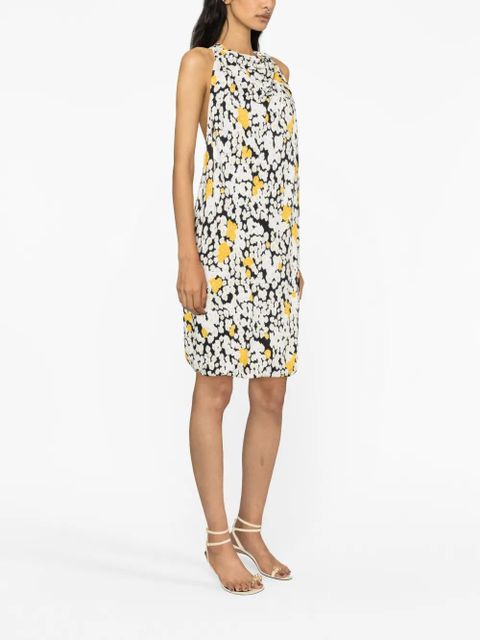 Lanvin floral-print draped minidress - Black