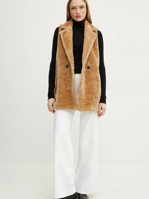 Marella bezrękawnik damski kolor beżowy przejściowy 2423906016200