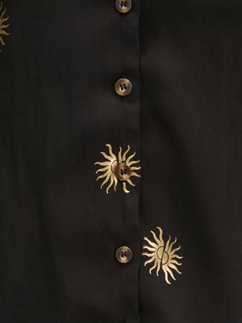 Never Fully Dressed koszula Gold Sun Miley damska kolor czarny relaxed z kołnierzykiem klasycznym NFDTO1492