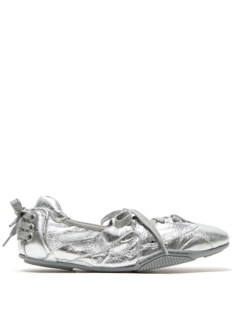 Acne Studios lace-up leather ballet flats - Silver - zdjęcie produktu nr 1