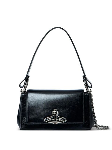 Vivienne Westwood medium Hazel orb-plaque leather shoulder bag - Black - zdjęcie produktu nr 1