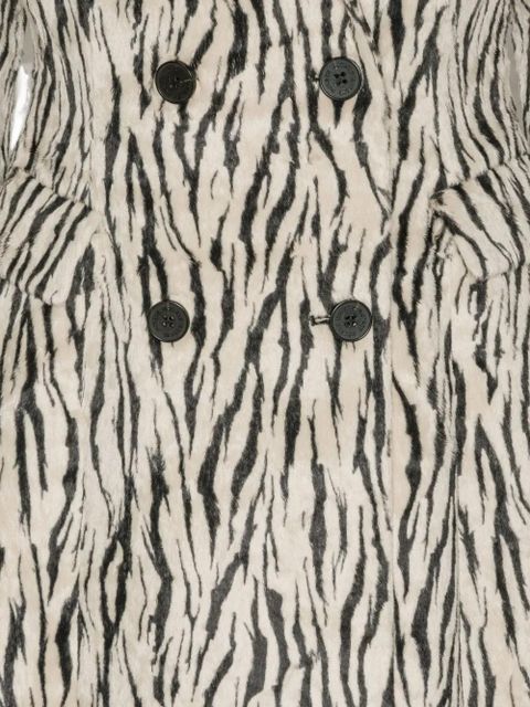 ROTATE BIRGER CHRISTENSEN zebra-print double-breasted coat - Black