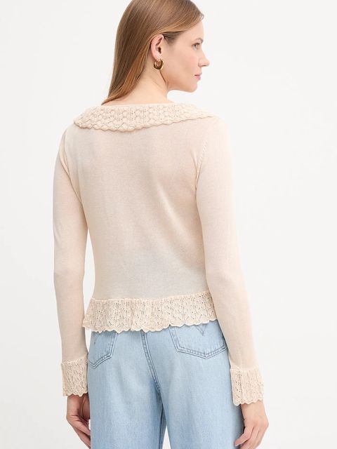 Hoss Intropia kardigan z dodatkiem lnu damski kolor beżowy lekki 6312161 - zdjęcie produktu nr 2