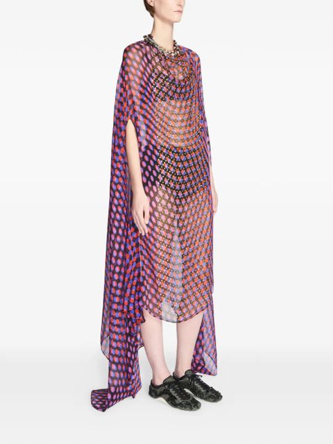 DRIES VAN NOTEN polka-dot cape dress - Purple