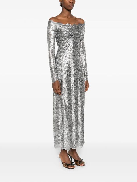 Rabanne floral off-the-shoulder maxi dress - Silver - zdjęcie produktu nr 2