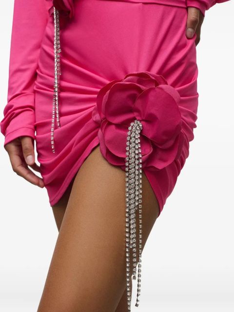 AREA floral-embellished draped mini skirt - Pink