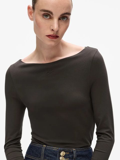 Karl Lagerfeld longsleeve kolor brązowy A4W17045