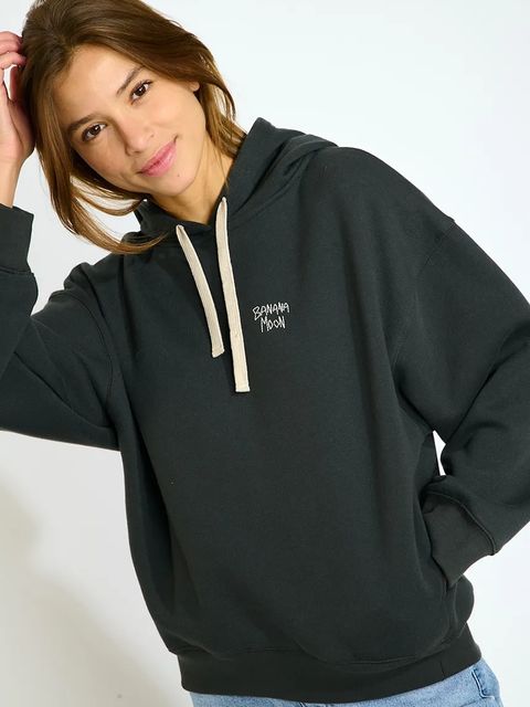 Banana Moon bluza Rockford damska kolor czarny z kapturem z nadrukiem SUNJAX.ROCKFORD
