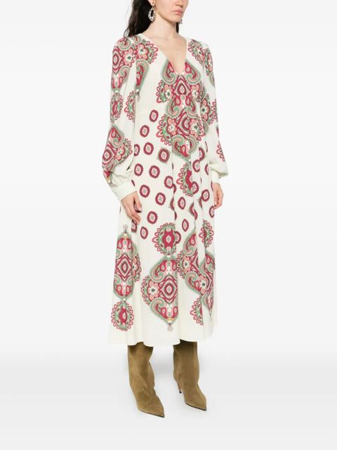 ETRO paisley-print long-sleeve dress - White