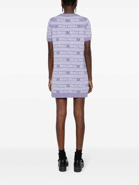 Miu Miu logo-intarsia mini dress - Purple