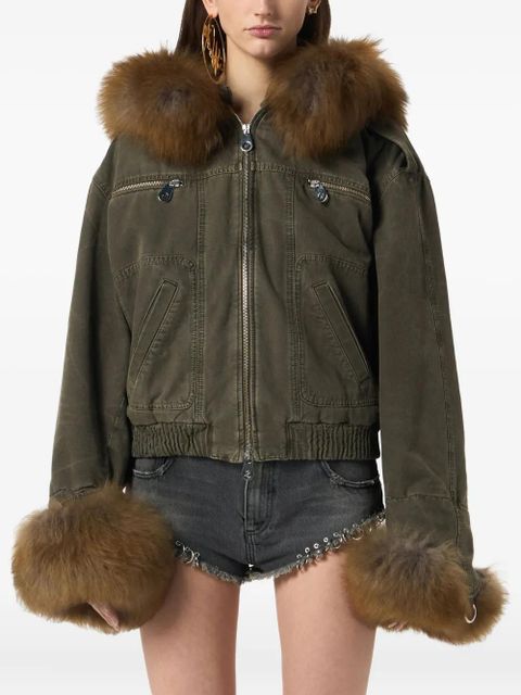 Blumarine fur-trimmed bomber jacket - Green
