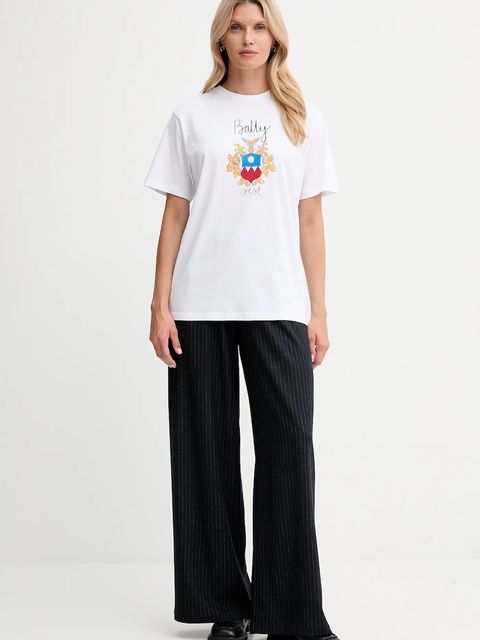 Bally t-shirt bawełniany damski kolor biały WJE087
