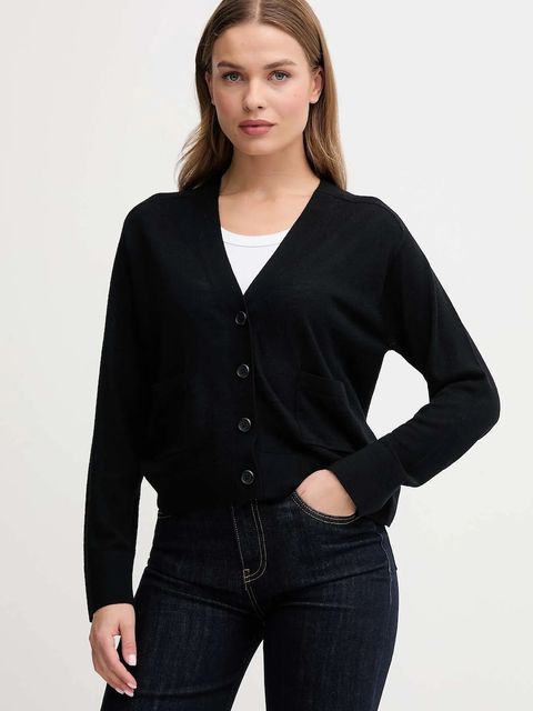 United Colors of Benetton kardigan wełniany damski kolor czarny lekki 11AHD604R - zdjęcie produktu nr 1