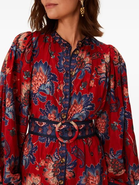 FARM Rio floral-pattern belted mini dress - Red - zdjęcie produktu nr 2