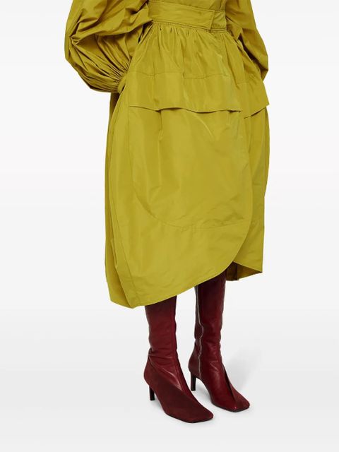Jil Sander pleated taffeta midi skirt - Yellow