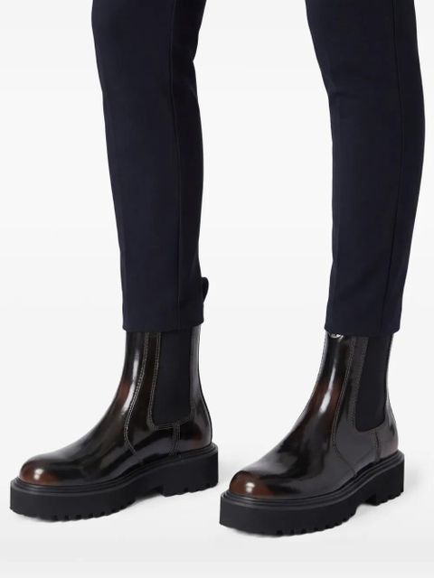 Maje patent-finish Chelsea boots - Brown