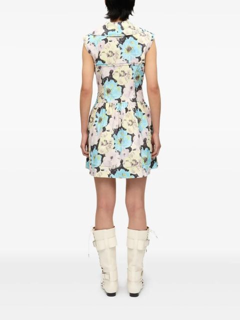 GANNI printed mini dress - Blue