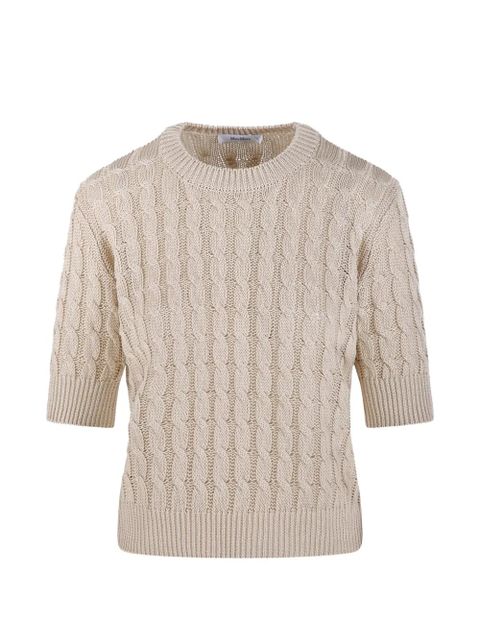 Max Mara cable knit short-sleeve sweater - Neutrals - zdjęcie produktu nr 1