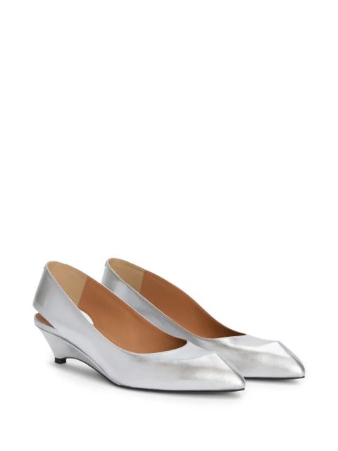Jil Sander laminated leather slingback pumps - Silver - zdjęcie produktu nr 2