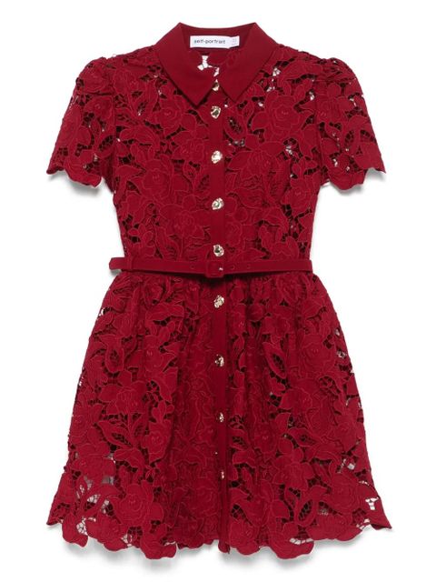 Self-Portrait floral-lace mini dress - Red - zdjęcie produktu nr 1