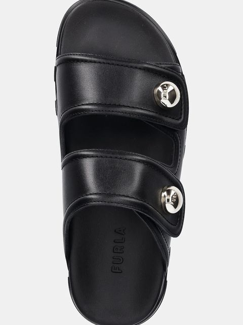 Furla klapki skórzane Sfera Mule damskie kolor czarny na platformie YJ54SFE Y62000 O6000