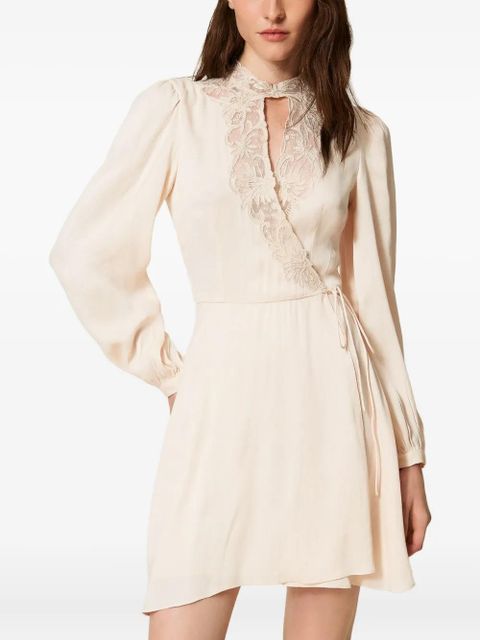 TWINSET lace-insert wrap dress - Neutrals - zdjęcie produktu nr 2