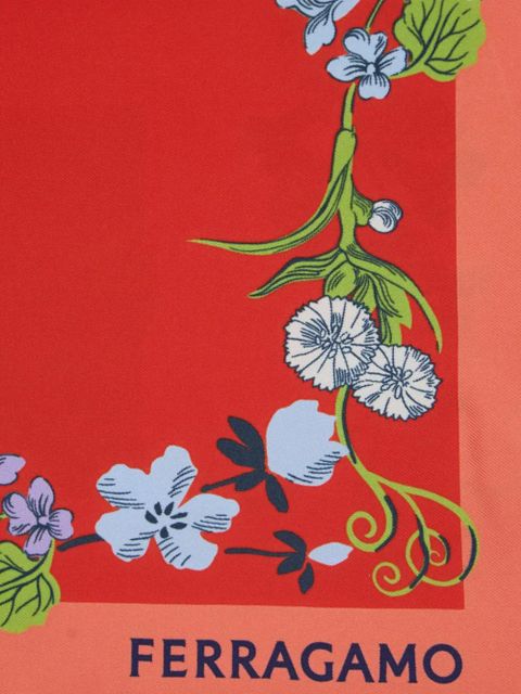 Ferragamo floral-print logo scarf - Red