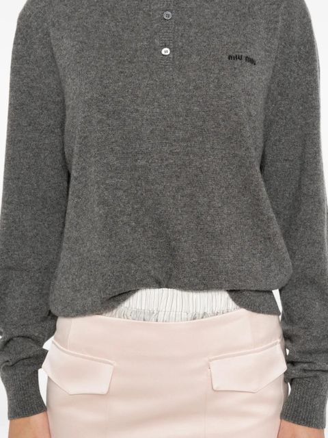 Miu Miu button logo sweater - Grey