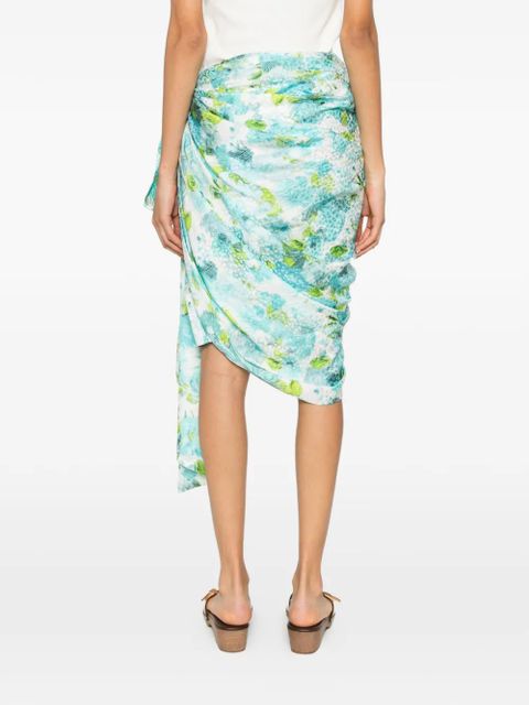 Chloé floral-print draped mini skirt - Blue