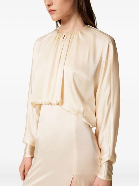 TWINSET gathered-bodice satin dress - Neutrals